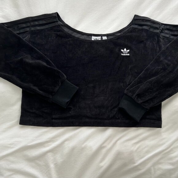 Adidas velour cropped sweater - Picture 1 of 8